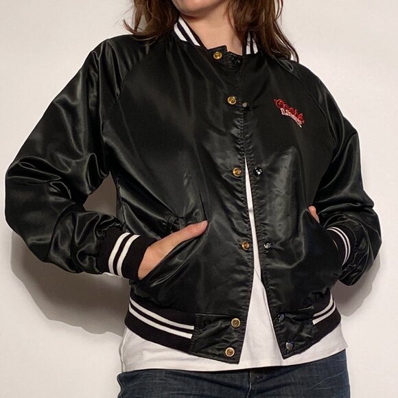 Vintage 1980s COORS LIGHT Beer Embroidered Satin Bomber Jacket! Small to Medium - Picture 7 of 14